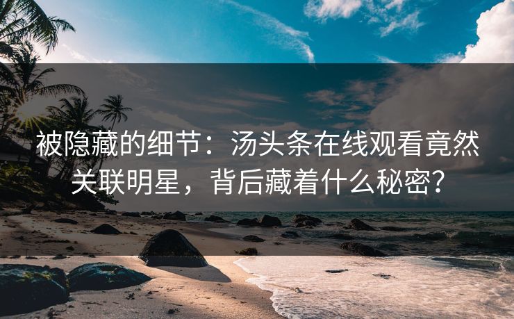 被隐藏的细节：汤头条在线观看竟然关联明星，背后藏着什么秘密？
