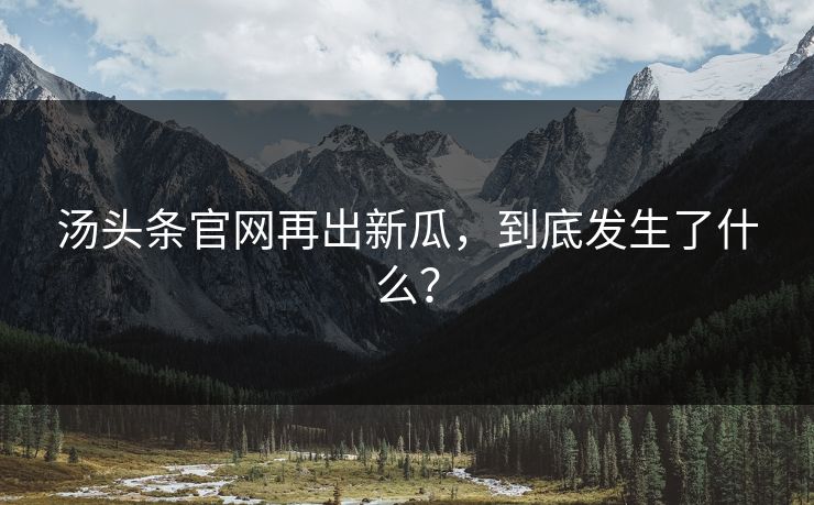 汤头条官网再出新瓜，到底发生了什么？