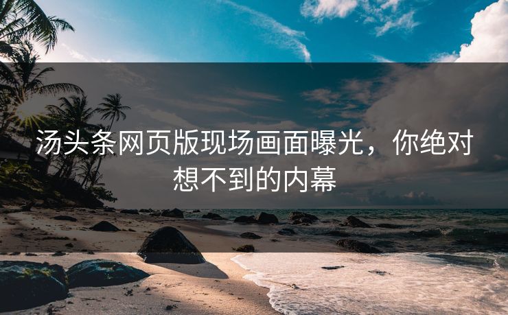 汤头条网页版现场画面曝光，你绝对想不到的内幕