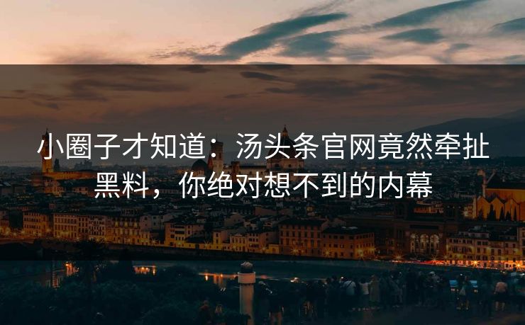 小圈子才知道：汤头条官网竟然牵扯黑料，你绝对想不到的内幕