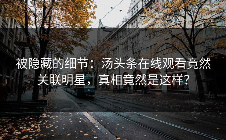 被隐藏的细节:汤头条在线观看竟然关联明星,真相竟然是这样?
