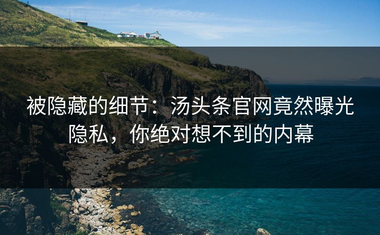 被隐藏的细节：汤头条官网竟然曝光隐私，你绝对想不到的内幕