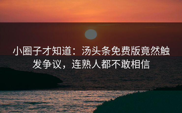 小圈子才知道：汤头条免费版竟然触发争议，连熟人都不敢相信