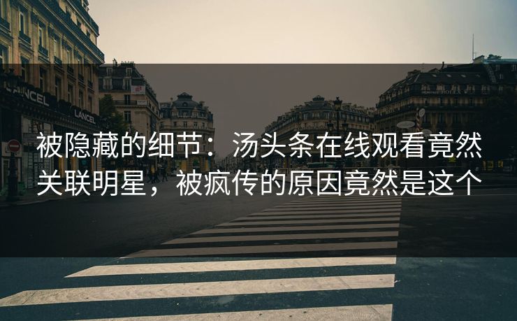被隐藏的细节：汤头条在线观看竟然关联明星，被疯传的原因竟然是这个