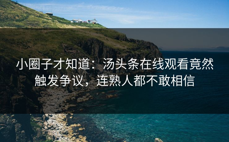 小圈子才知道：汤头条在线观看竟然触发争议，连熟人都不敢相信
