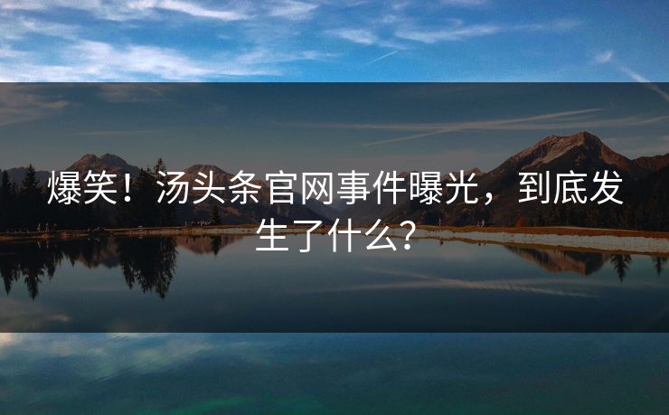 爆笑！汤头条官网事件曝光，到底发生了什么？
