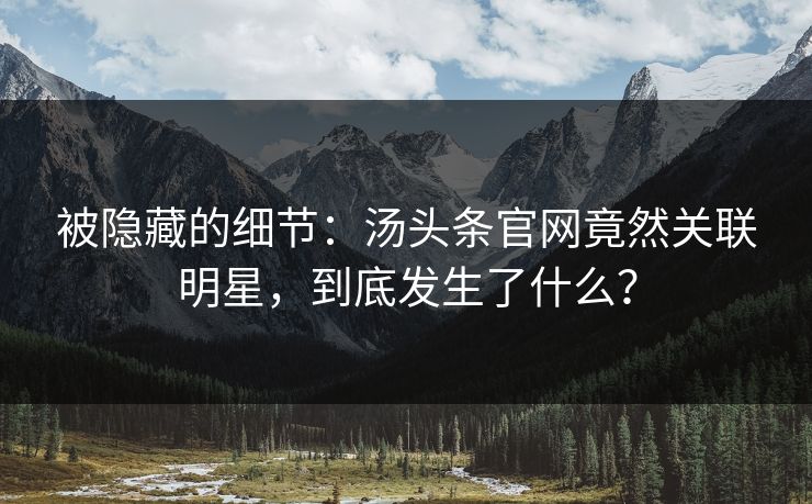 被隐藏的细节：汤头条官网竟然关联明星，到底发生了什么？