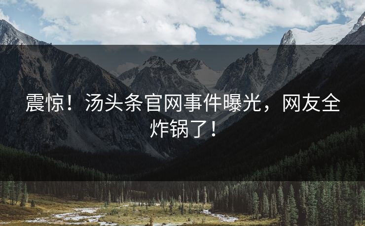 震惊！汤头条官网事件曝光，网友全炸锅了！