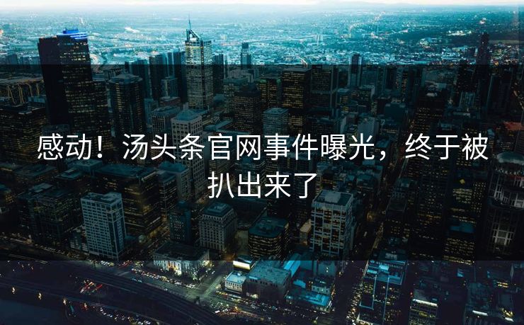 感动！汤头条官网事件曝光，终于被扒出来了
