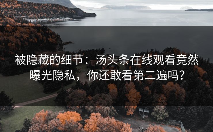 被隐藏的细节：汤头条在线观看竟然曝光隐私，你还敢看第二遍吗？