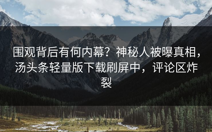 围观背后有何内幕？神秘人被曝真相，汤头条轻量版下载刷屏中，评论区炸裂
