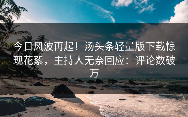 今日风波再起!汤头条轻量版下载惊现花絮,主持人无奈回应:评论数破万