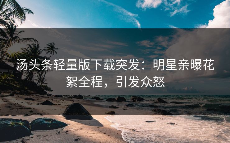 汤头条轻量版下载突发：明星亲曝花絮全程，引发众怒