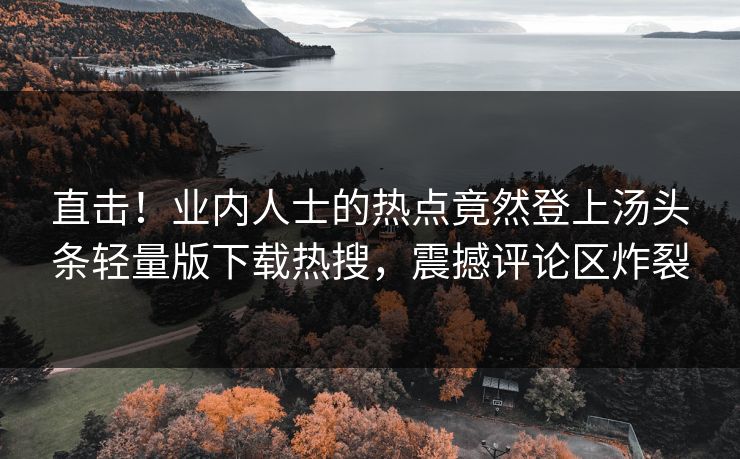 直击！业内人士的热点竟然登上汤头条轻量版下载热搜，震撼评论区炸裂