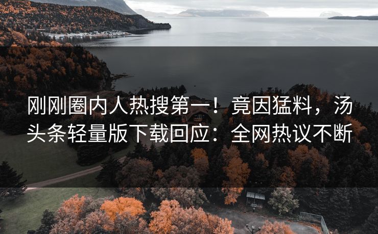 刚刚圈内人热搜第一！竟因猛料，汤头条轻量版下载回应：全网热议不断