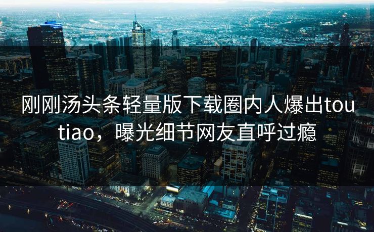 刚刚汤头条轻量版下载圈内人爆出toutiao，曝光细节网友直呼过瘾
