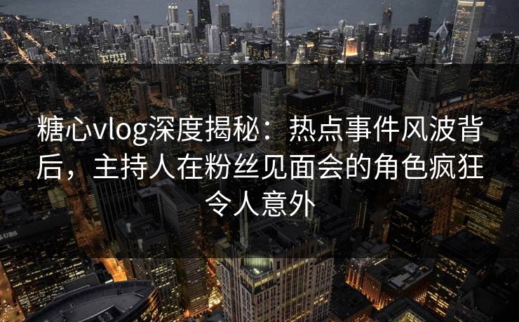 糖心vlog深度揭秘：热点事件风波背后，主持人在粉丝见面会的角色疯狂令人意外