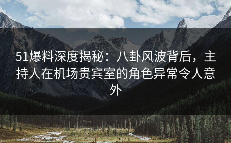 51爆料深度揭秘：八卦风波背后，主持人在机场贵宾室的角色异常令人意外