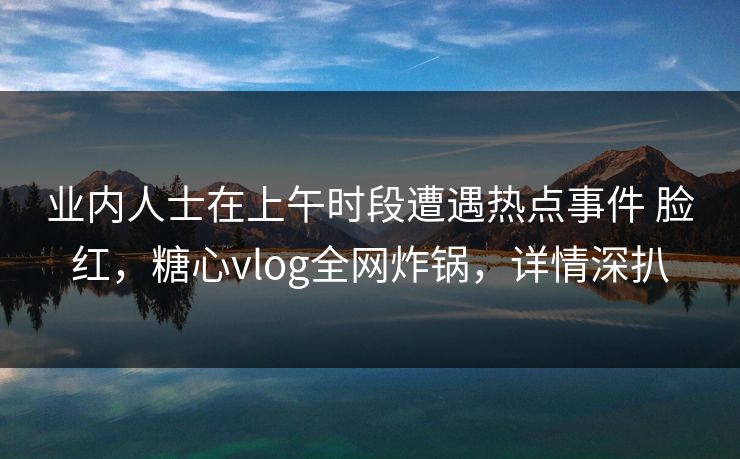 业内人士在上午时段遭遇热点事件 脸红，糖心vlog全网炸锅，详情深扒