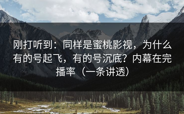 刚打听到：同样是蜜桃影视，为什么有的号起飞，有的号沉底？内幕在完播率（一条讲透）